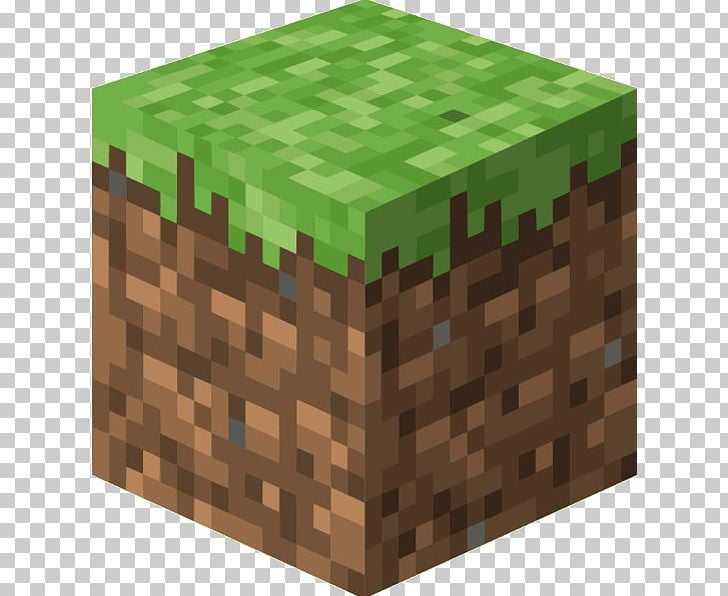 Minecraft grass block showing green grass on top and brown dirt below in isometric 3D view